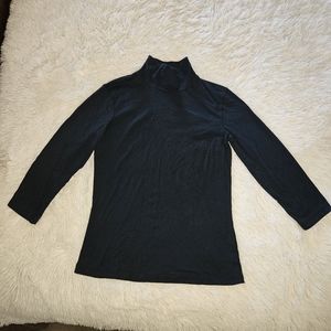 Standard James Perse Dark Blue Mock Turtleneck 3/4 Sleeve Top Size 3 (large)
